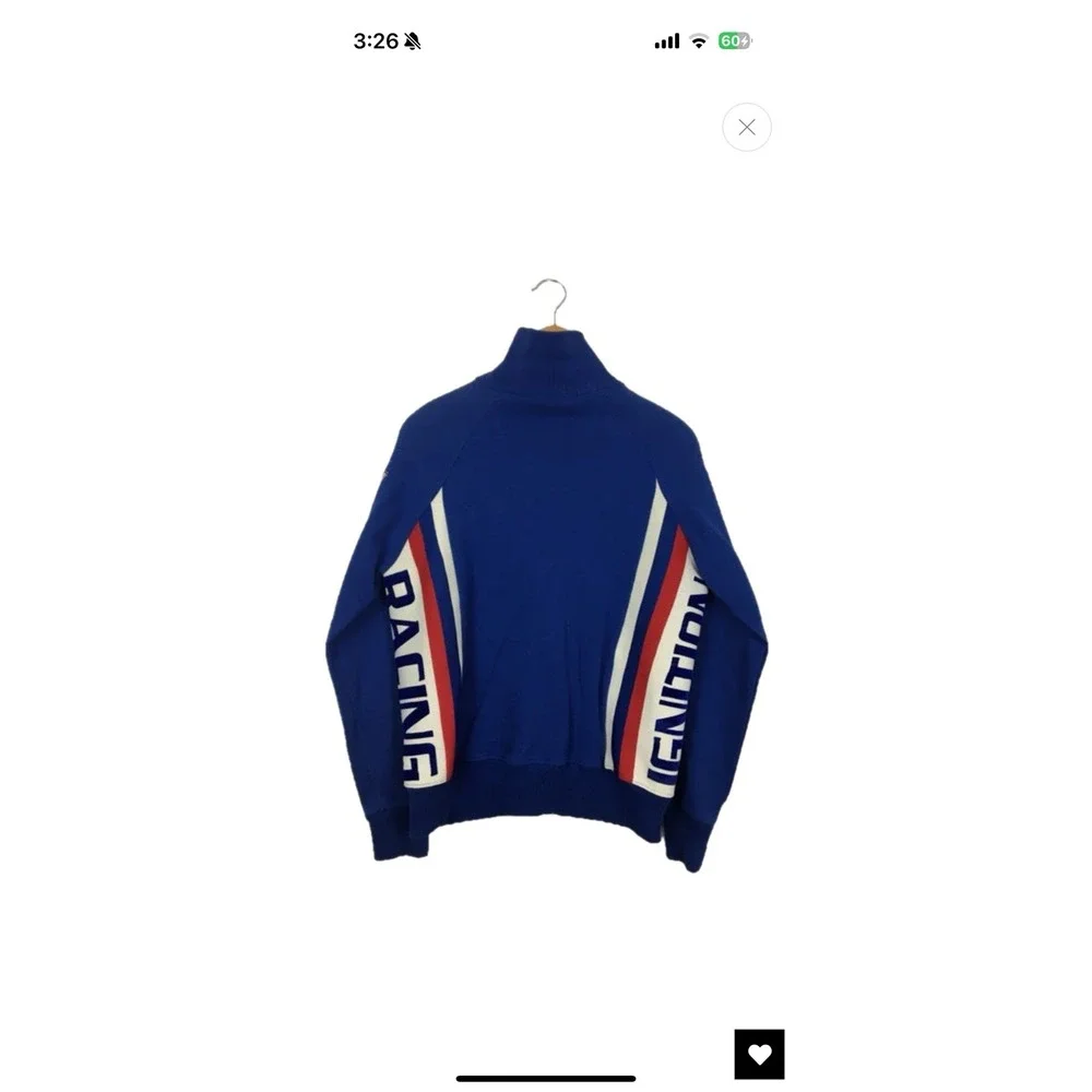 Vtg 100% Cotton Wishbone Racing Jacket Velvet Letter Stitched XL Red White Blue‎